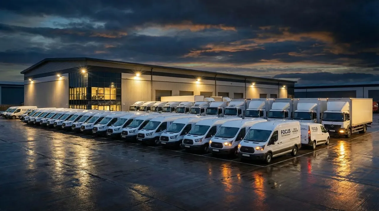 Commercial fleet at logistics depot